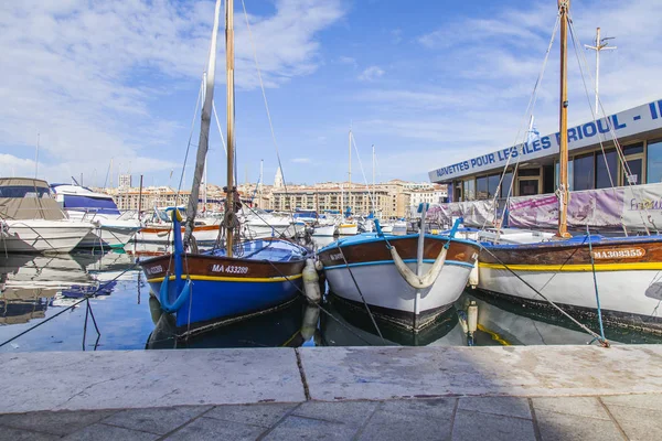 Marseille Francie Března 2018 Četné Jachty Lodě Jsou Ukotveny Staré — Stock fotografie