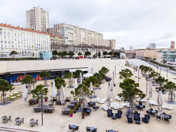 Marsylia Francja Marca 2018 Kawiarni Esplanade Starym Porcie Miasta — Zdjęcie stockowe