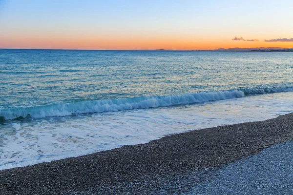 Den Pittoreska Raden Surf Medelhavet Upplyst Med Sunset Solen — Stockfoto