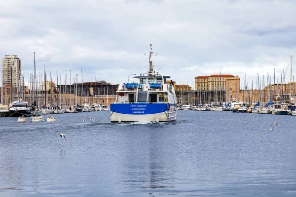 Marseille Francie Března 2018 Různé Jachty Lodě Jsou Ukotveny Staré — Stock fotografie