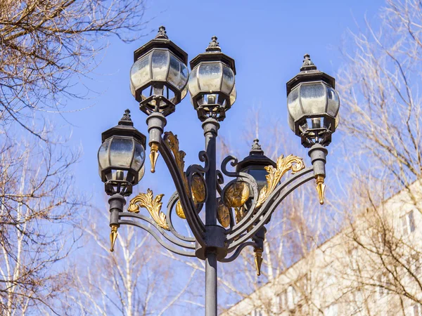 Pushkino Rusko Dubna 2018 Krásné Stylizované Lampy Boulevard — Stock fotografie