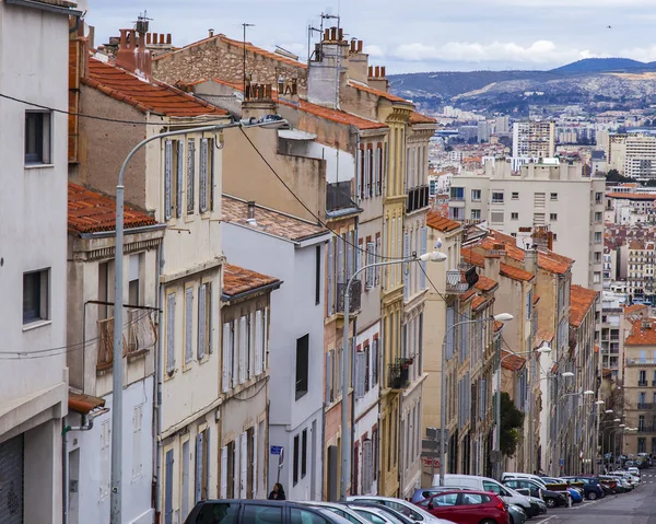 Marseille Frankrijk Maart 2018 Een Nauwe Rij Straat Helling Van — Stockfoto