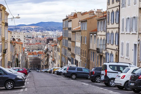 Marseille Frankrijk Maart 2018 Een Nauwe Rij Straat Helling Van — Stockfoto