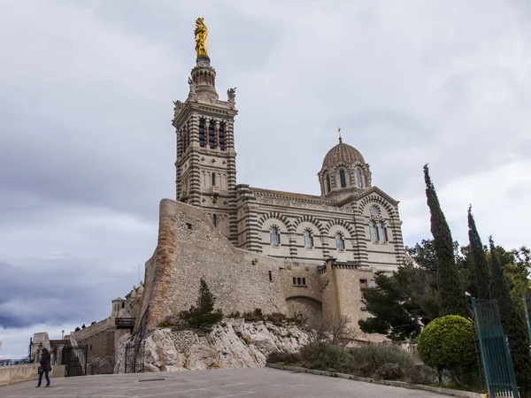 Marseille Francie Března 2018 Malebný Pohled Katedrála Notre Dame Garde — Stock fotografie