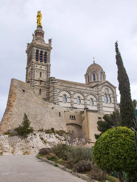 Marseille Francie Března 2018 Malebný Pohled Katedrála Notre Dame Garde — Stock fotografie