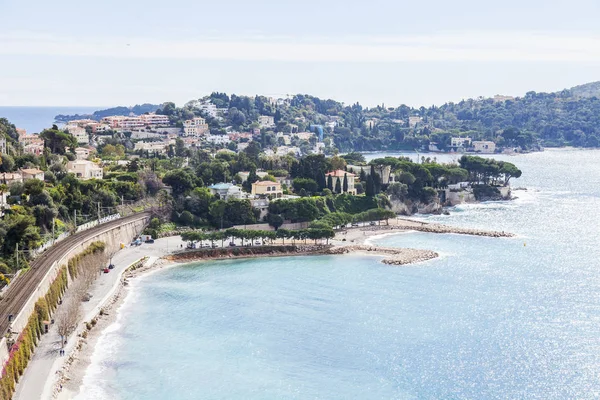 Villefranche Sur Mer Francja Marca 2018 Widok Malowniczą Zatokę Pięknych — Zdjęcie stockowe