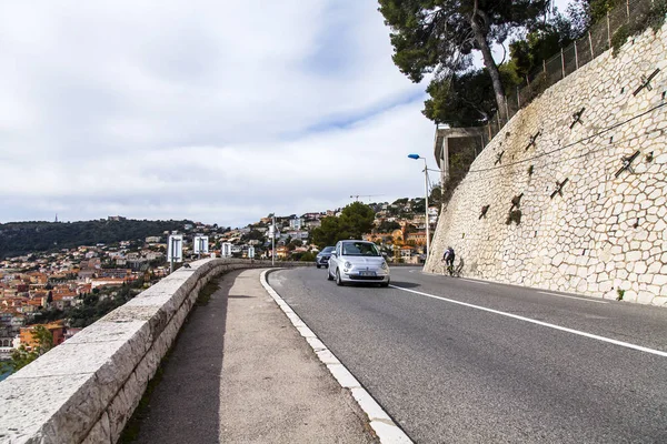 Villefranche Sur Mer Francia Marzo 2018 Coches Van Carretera Montaña — Foto de Stock