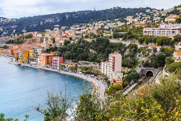 Villefranche Sur Mer Frankrike Den Mars 2018 Vackra Byggnader Stranden — Stockfoto