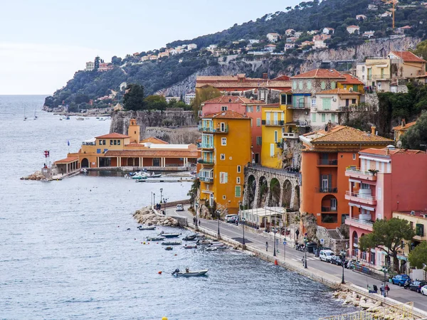 Villefranche Sur Mer Frankrike Den Mars 2018 Vackra Byggnader Stranden — Stockfoto