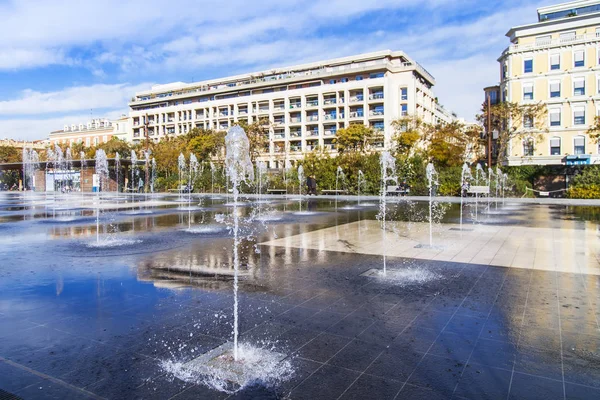 Nice Francie Března 2018 Krásné Letadlo Kašna Promenade Paillon Park — Stock fotografie