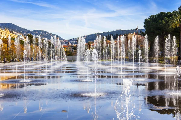 Nice France März 2018 Der Schöne Platanenbrunnen Promenade Paillon Park — Stockfoto