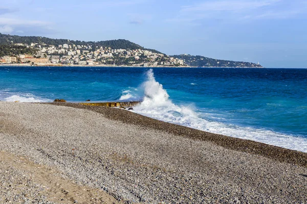 Nice Frankrike Den Mars 2018 Solen Lyser Vågor Sea Surf — Stockfoto