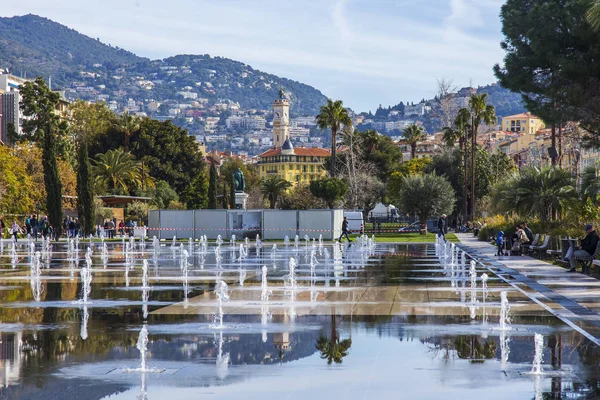 Nice Frankrike Den Mars 2018 Vackra Planet Fontänen Promenade Paillon — Stockfoto