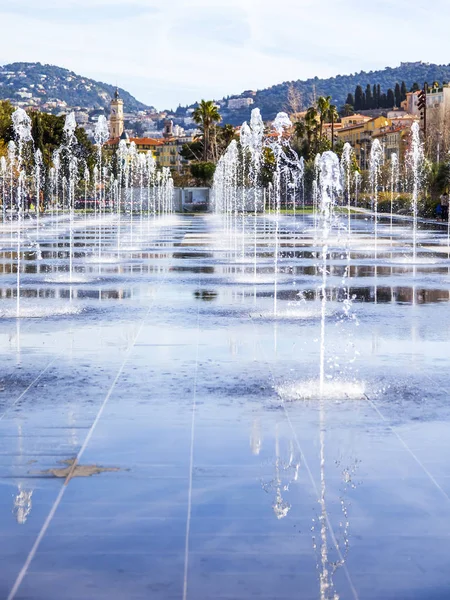 Nice France March 2018 Beautiful Plane Fountain Promenade Paillon Park — Stock Photo, Image