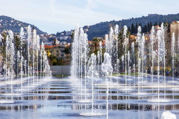 Nice Frankrijk Maart 2018 Prachtige Vliegtuig Fontein Promenade Paillon Park — Stockfoto