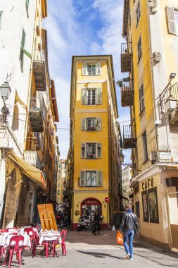 Güzel, Fransa, 6 Mart 2018. Provencal tarzı, eski binalar yapmak şehir merkezinin mimari bir kompleksi.
