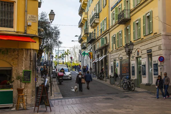 Nice França Março 2018 Uzkaya Street Com Casas Estilo Provençal — Fotografia de Stock