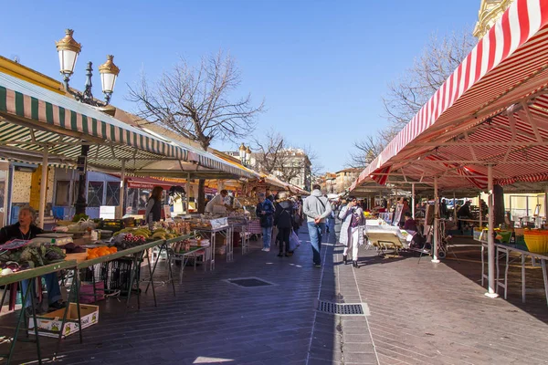 Nice França Março 2018 Vários Verduras Fruto Expõem Balcões Mercado — Fotografia de Stock