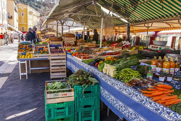 Nice Francia Marzo 2018 Varias Verduras Frutas Exponen Los Mostradores —  Fotos de Stock