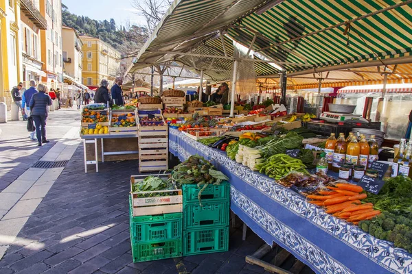 Nice Francie Března 2018 Různé Zeleniny Ovoce Jsou Rozloženy Pultech — Stock fotografie