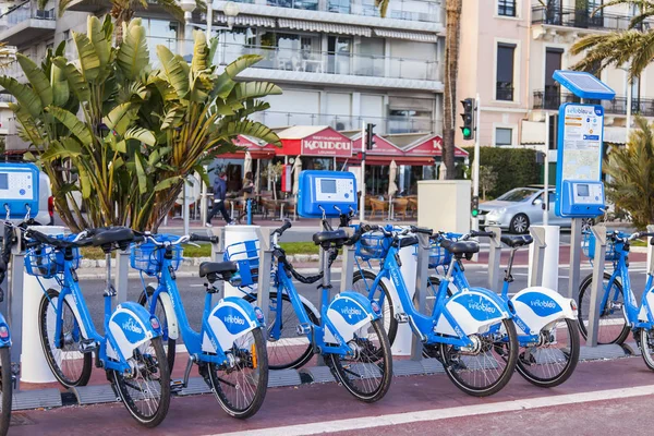 Nice França Março 2018 Ponto Cidade Locação Bicicletas — Fotografia de Stock