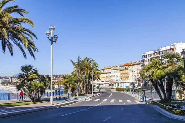 Nice Francja Marca 2018 Samochody Jadą Promenade Des Anglais — Zdjęcie stockowe