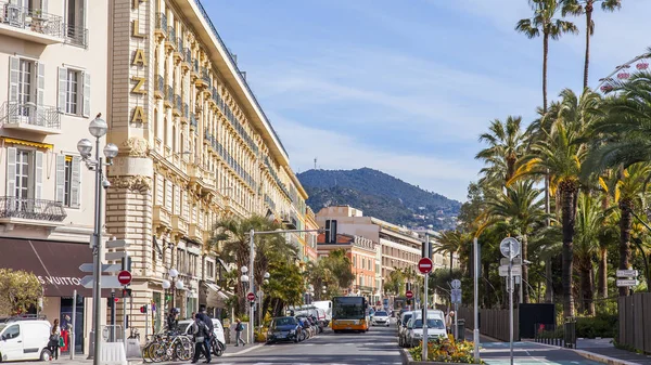 Nice France March 2018 Cars Move City Street — Stock Photo, Image