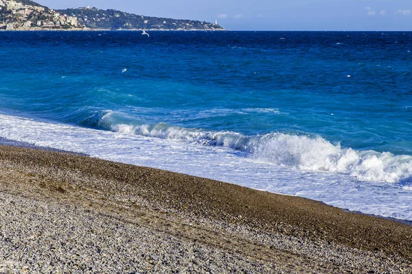 Nice Frankrike Den Mars 2018 Solen Lyser Vågor Sea Surf — Stockfoto