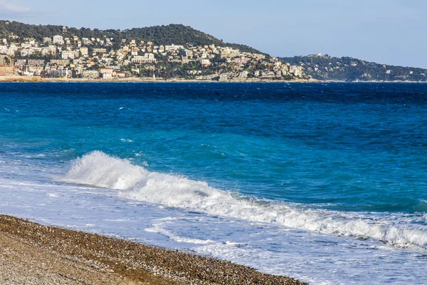 Nice France March 2018 Sun Lights Waves Sea Surf Picturesque — Stock Photo, Image
