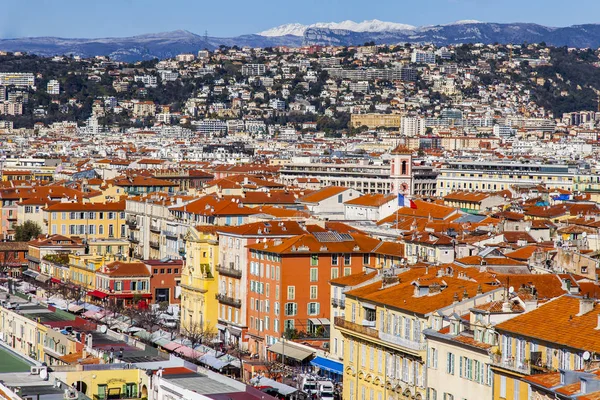 Nice France Mars 2018 Toits Rouges Vieille Ville Vue Depuis — Photo