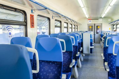 Moskova, Rusya, üzerinde 10 Mayıs 2018. İç modern yerel tren bir teknik direktörü