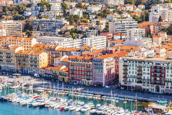 Nice France March 2018 Numerous Yachts Moored Old City Port — Stock Photo, Image
