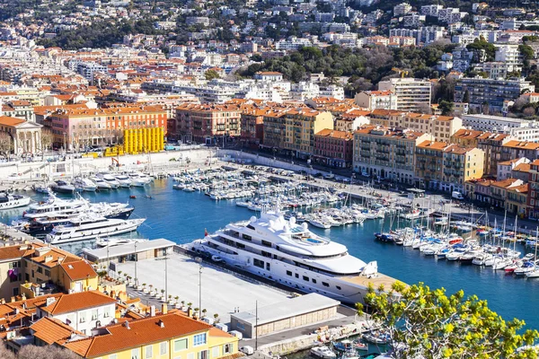 Nice France March 2018 Numerous Yachts Moored Old City Port — Stock Photo, Image