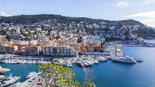 Nice France March 2018 Numerous Yachts Moored Old City Port — Stock Photo, Image