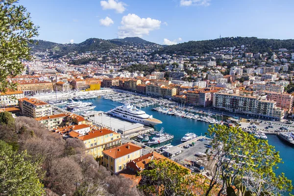 Nice Francia Marzo 2018 Yates Puerto Ciudad Vieja Terraplén Vista — Foto de Stock