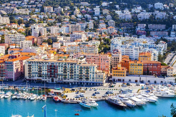 Nice France March 2018 Numerous Yachts Moored Old City Port — Stock Photo, Image