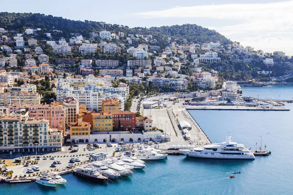 Nice France March 2018 Numerous Yachts Moored Old City Port — Stock Photo, Image