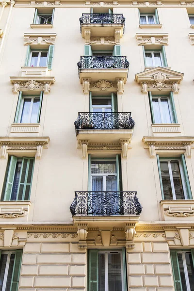 Nice France March 2018 Sun Lights Facade Beautiful House Downtown — Stock Photo, Image