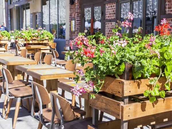 Moskva Rusko Května 2018 Malé Tabulky Pouliční Kavárny Očekávají Návštěvníky — Stock fotografie