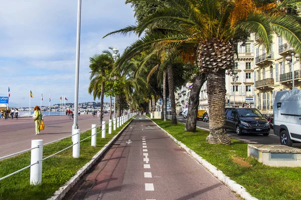 Güzel Fransa Ekim 2019 Ünlü Promenade Des Anglais Seti Deniz — Stok fotoğraf