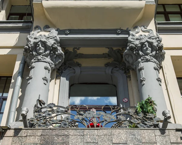 Moscú Rusia Agosto 2019 Fragmento Fachada Típico Edificio Modernista Histórico — Foto de Stock