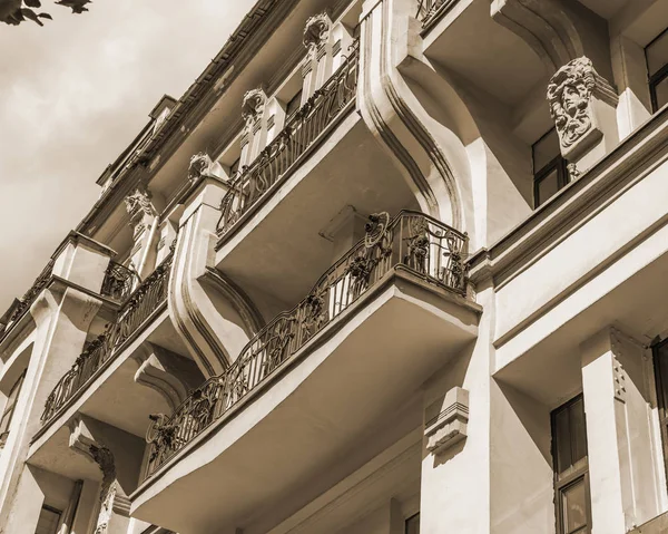 Moscow Russia August 2019 Fragment Facade Typical Historic Modernist Building — Stock Photo, Image