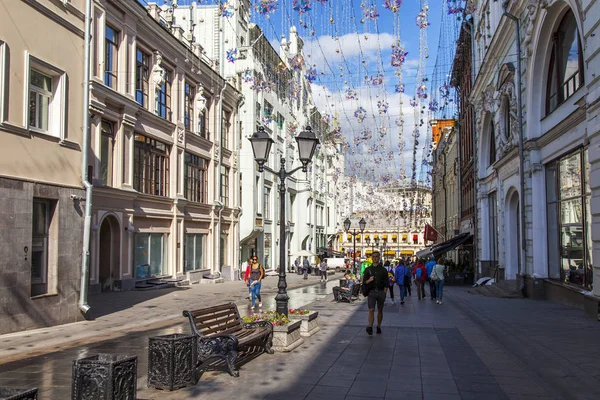 Moscou Rússia Agosto 2019 Kamergerskyi Pereulok Uma Das Típicas Ruas — Fotografia de Stock