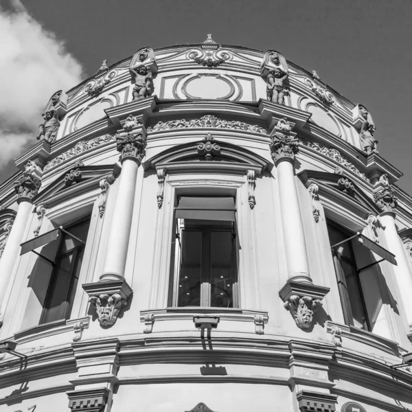 Moscow Russia August 2019 Fragment Facade Typical Historic Modernist Building — Stock Photo, Image