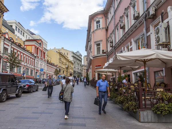 Moscú Rusia Agosto 2019 Kuzneckiy Mayoría Calles Típicas Moscú Con — Foto de Stock