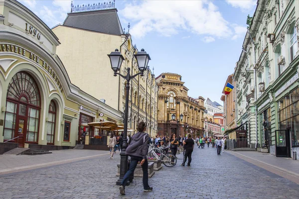 Moskou Rusland Augustus 2019 Kuzneckiy Meest Typische Moskouse Straten Met — Stockfoto