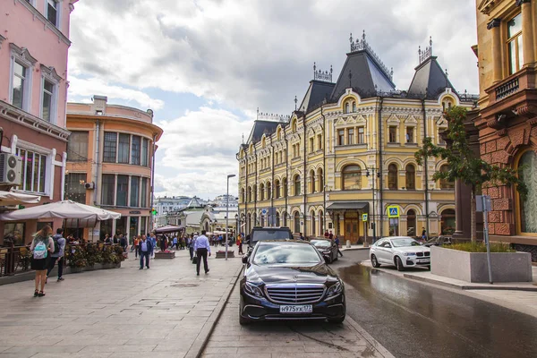 Moscú Rusia Agosto 2019 Kuzneckiy Mayoría Calles Típicas Moscú Con — Foto de Stock