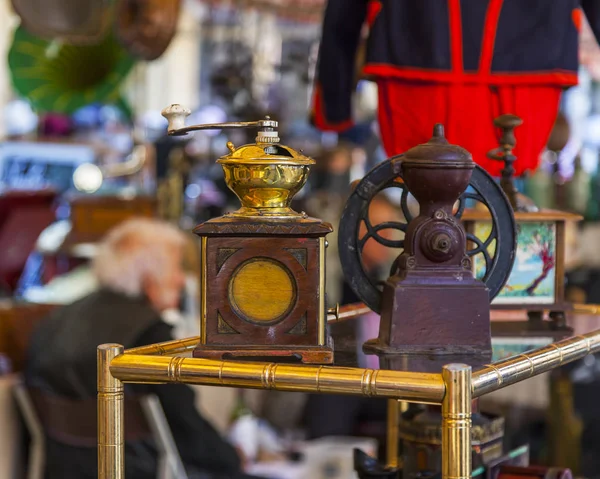 Ницца Франция Октября 2019 Года Старинная Кофемолка Традиционном Блошином Рынке — стоковое фото