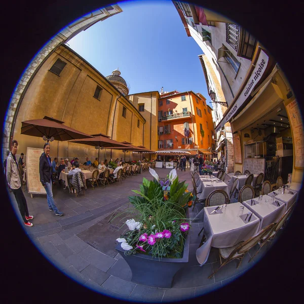 Nice France October 2019 Tables Traditional Street Cafe Picturesque Street — Stock Photo, Image