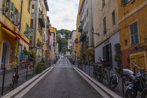 Nice Frankrijk Oktober 2019 Uitzicht Stad Pittoreske Straat Met Een — Stockfoto